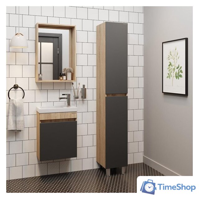  Onika Шкаф-пенал Милтон 30 403078 (серый/дуб сонома) - Изображение №3 — Интернет-магазин Time-Shop