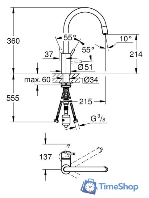 Смеситель Grohe Concetto 32663003 - Изображение №2 — Интернет-магазин Time-Shop