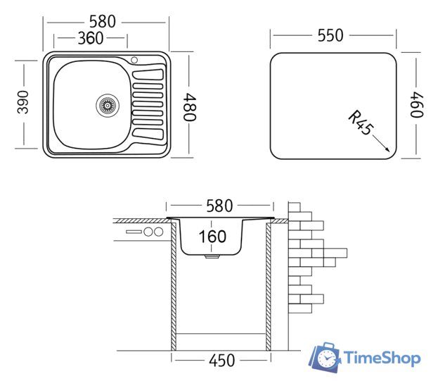 Кухонная мойка Ukinox Комфорт COM580.480 --GT6K 2L- - Изображение №2 — Интернет-магазин Time-Shop