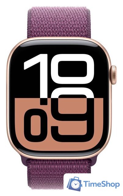 Умные часы Apple Watch Series 10 46 мм (алюминиевый корпус, розовое золото/сливовый, нейлоновый ремешок) - Изображение №2 — Интернет-магазин Time-Shop