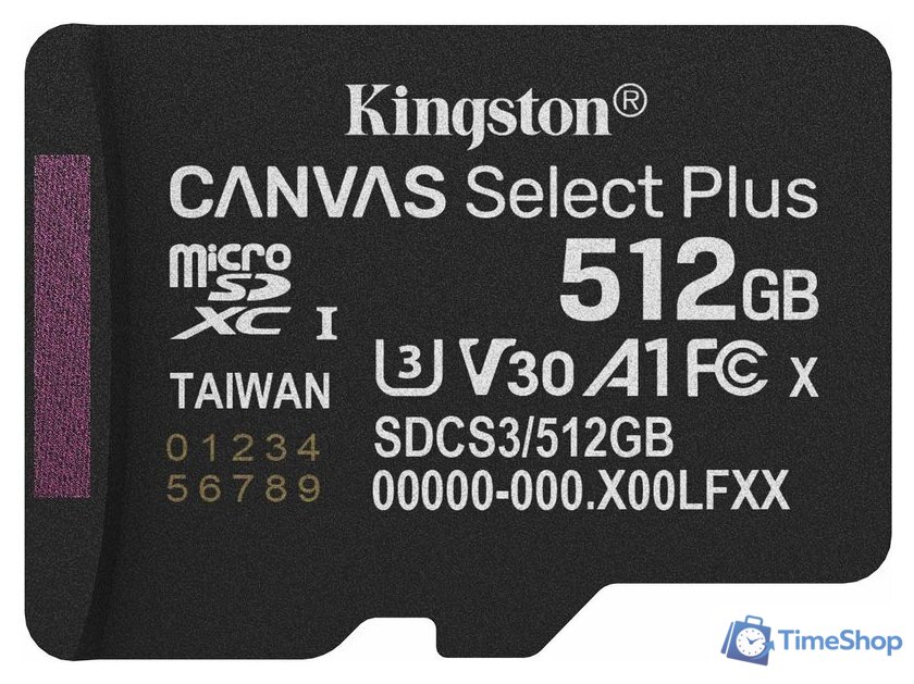 Карта памяти Kingston Canvas Select Plus microSDXC 512GB SDCS3/512GBSP - Изображение №1 — Интернет-магазин Time-Shop