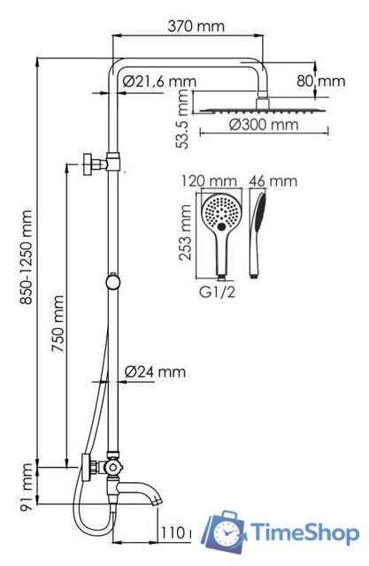 Душевая система  Wasserkraft A188.161.155.WM Thermo - Изображение №3 — Интернет-магазин Time-Shop