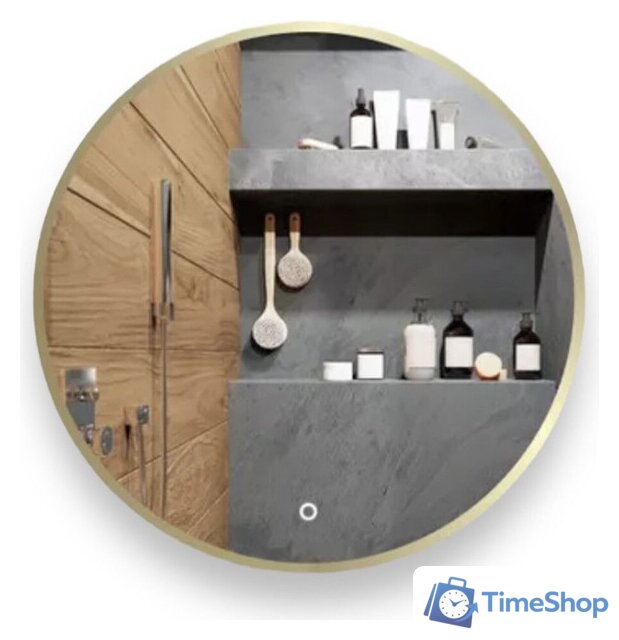 Зеркало EMZE Led с подсветкой и УФ-окантовкой D80 LED.UV.80.80.AUR (золото) - Изображение №1 — Интернет-магазин Time-Shop