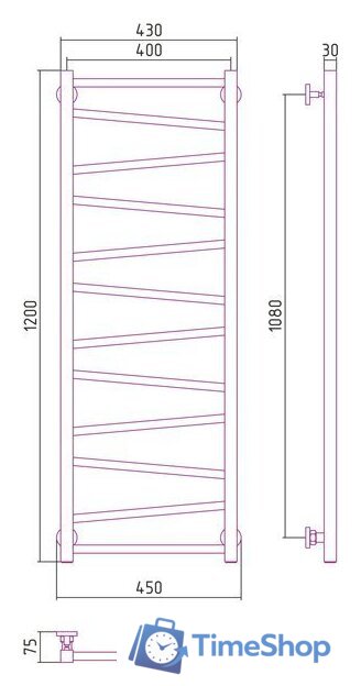 Полотенцесушитель Сунержа Сирокко 1200х400 00-0253-1240 - Изображение №4 — Интернет-магазин Time-Shop