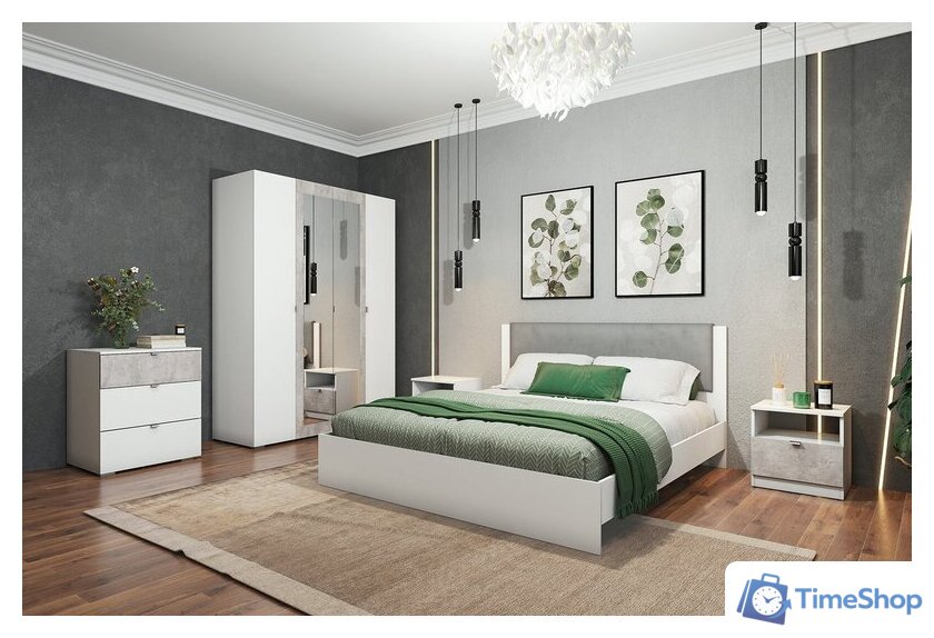 Кровать Аквилон Акцент №900М (белое сияние/веллюкс 49) - Изображение №6 — Интернет-магазин Time-Shop