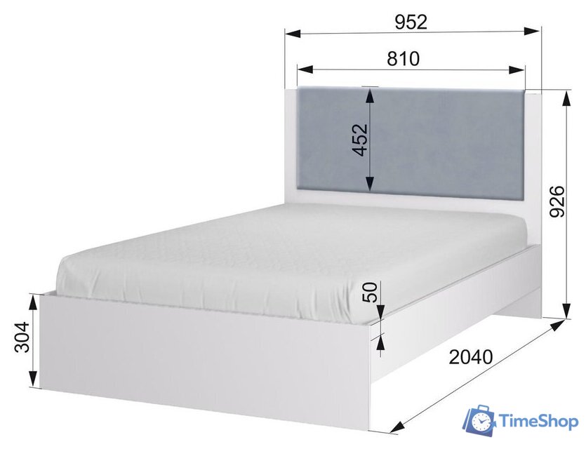 Кровать Аквилон Акцент №900М (белое сияние/веллюкс 49) - Изображение №7 — Интернет-магазин Time-Shop