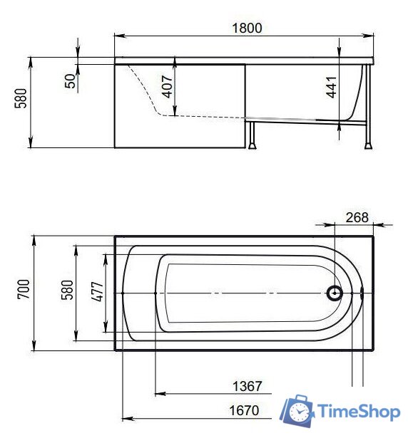 Ванна Alex Baitler Michigan 180х70 - Изображение №4 — Интернет-магазин Time-Shop