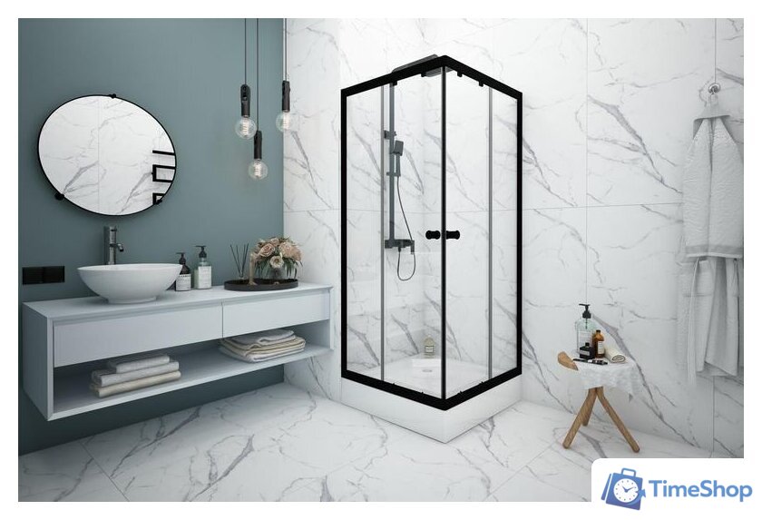 Душевой уголок Метакам Universal Black 90x90 KKS_013568 (прозрачное стекло) - Изображение №6 — Интернет-магазин Time-Shop