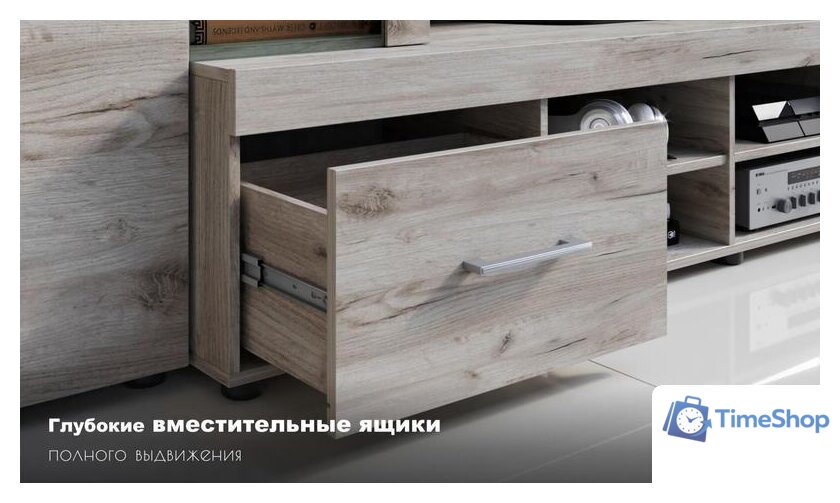 Стенка Империал Джерси (дуб крафт/серый) - Изображение №5 — Интернет-магазин Time-Shop