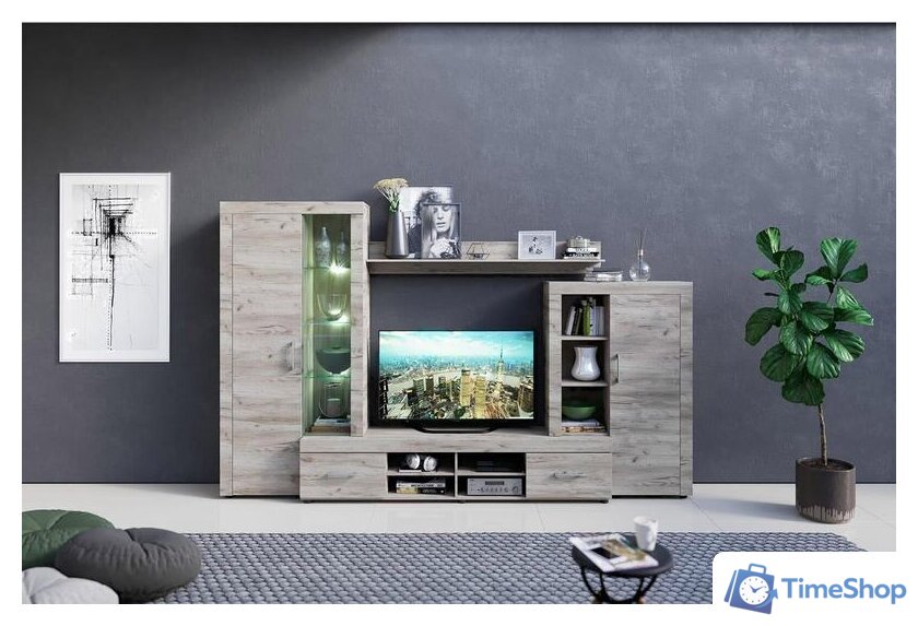 Стенка Империал Джерси (дуб крафт/серый) - Изображение №7 — Интернет-магазин Time-Shop