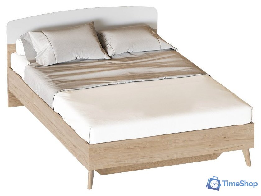 Кровать Мебельград Калгари 1600 (дуб натуральный светлый/белый матовый) - Изображение №1 — Интернет-магазин Time-Shop