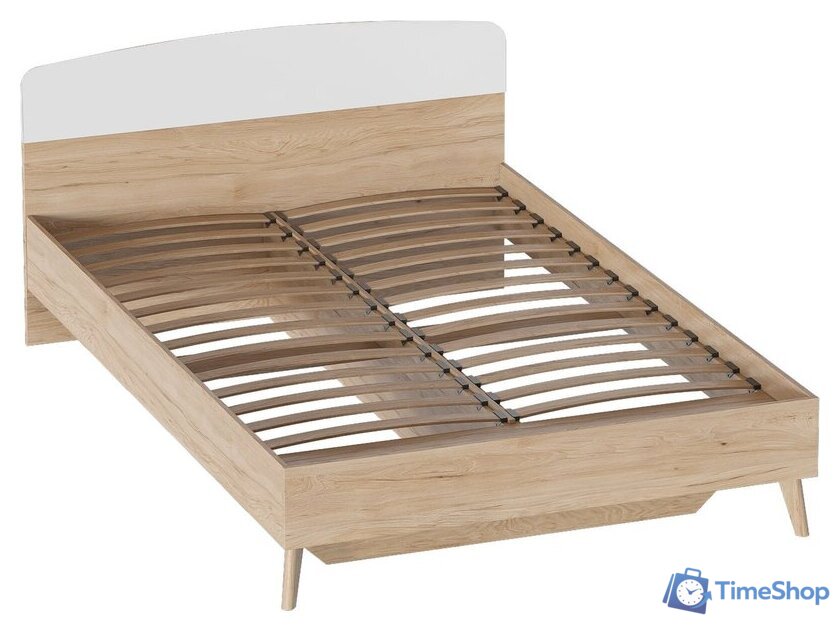 Кровать Мебельград Калгари 1600 (дуб натуральный светлый/белый матовый) - Изображение №2 — Интернет-магазин Time-Shop