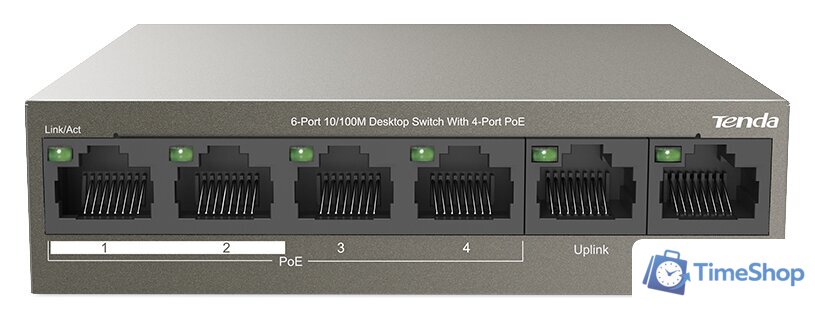 Неуправляемый коммутатор Tenda TEF1106P-4-63W - Изображение №1 — Интернет-магазин Time-Shop