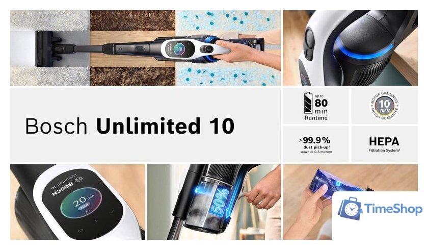 Пылесос Bosch Unlimited 10 BCS1041WAC - Изображение №10 — Интернет-магазин Time-Shop