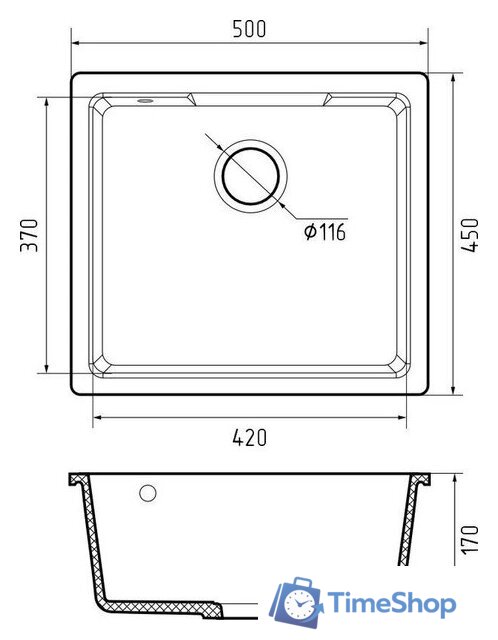 Кухонная мойка GranFest Urban GF-UR-4550 (черный) - Изображение №3 — Интернет-магазин Time-Shop