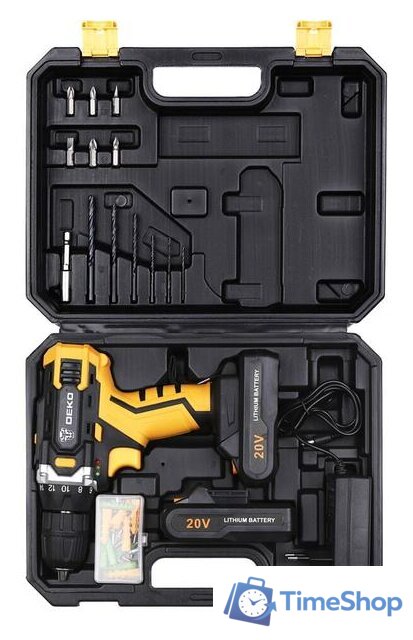 Дрель-шуруповерт Deko DKCD20FU-Li SET 63 063-4175 (с 2-мя АКБ, кейс) - Изображение №4 — Интернет-магазин Time-Shop