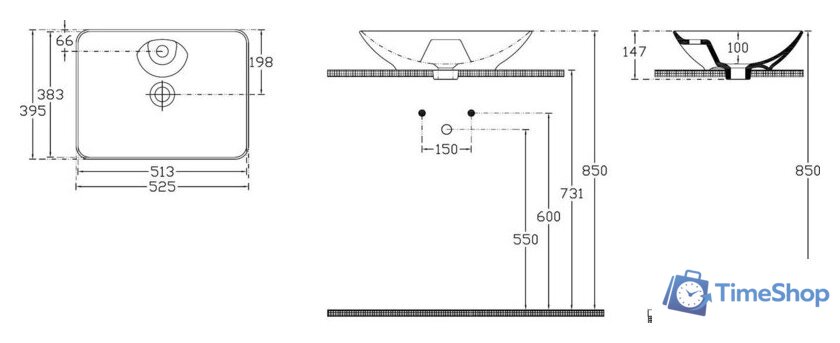 Умывальник Allen Brau Fantasy 53 4.11015.20 белый глянец - Изображение №4 — Интернет-магазин Time-Shop