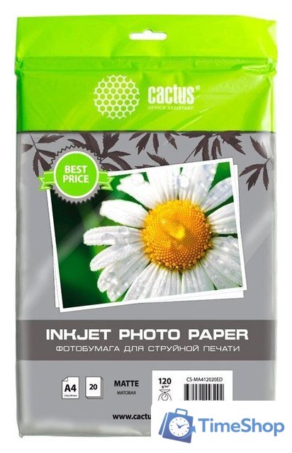 Фотобумага CACTUS Матовая A4 120 г/м2 20 листов CS-MA412020ED - Изображение №1 — Интернет-магазин Time-Shop