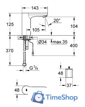 Смеситель Grohe Eurosmart Cosmopolitan E 36330001 - Изображение №2 — Интернет-магазин Time-Shop