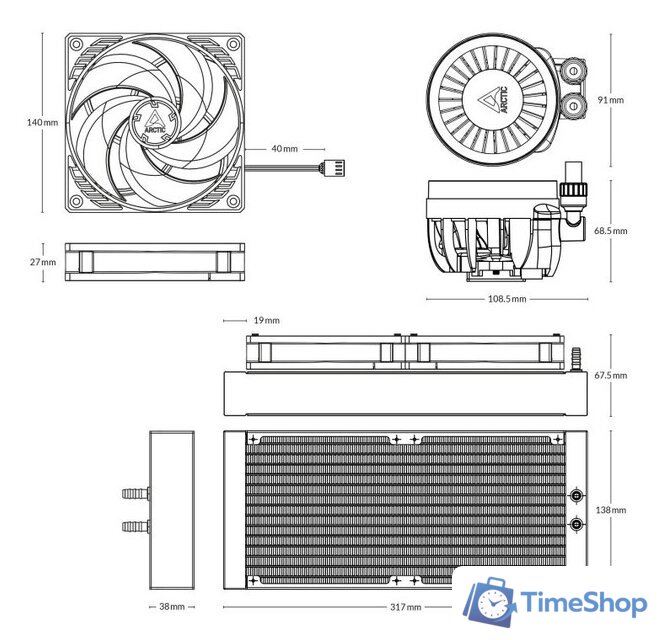 Система жидкостного охлаждения для процессора Arctic Liquid Freezer III 280 A-RGB White ACFRE00151A - Изображение №3 — Интернет-магазин Time-Shop