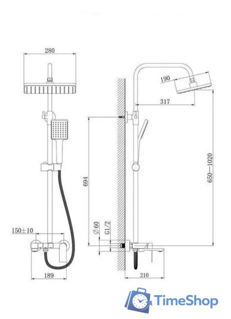 Душевая система  Haiba HB24639 - Изображение №4 — Интернет-магазин Time-Shop