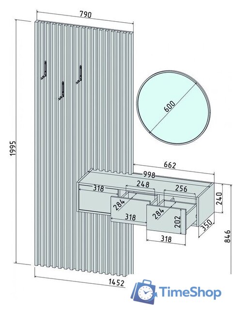 Стенка Интерлиния Lagom-2 LG-P (белый платинум/дуб золотой) - Изображение №3 — Интернет-магазин Time-Shop
