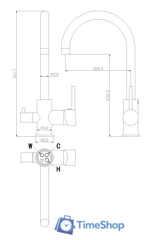 Смеситель Rossinka Silvermix Z35-28 (хром) - Изображение №2 — Интернет-магазин Time-Shop