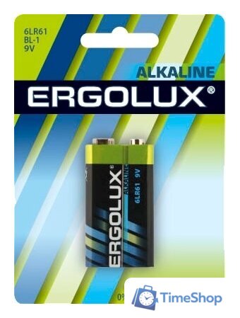 Батарейка Ergolux Alkaline 9V 6LR61 - Изображение №1 — Интернет-магазин Time-Shop