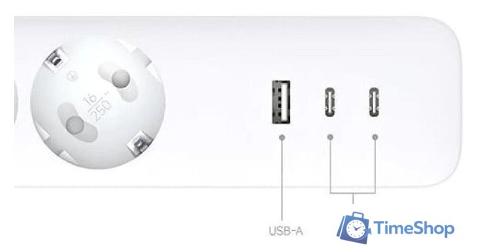 Удлинитель Xiaomi Mi Power Strip 20W 2C1A XMCXB01EU (USB Type-A + 2 USB Type-C, белый, международная версия) - Изображение №5 — Интернет-магазин Time-Shop