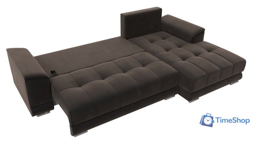 Угловой диван Лига диванов НордСтар правый 121109 (велюр коричневый/подушки велюр коричневый) - Изображение №7 — Интернет-магазин Time-Shop