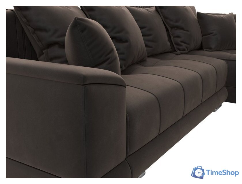 Угловой диван Лига диванов НордСтар правый 121109 (велюр коричневый/подушки велюр коричневый) - Изображение №4 — Интернет-магазин Time-Shop