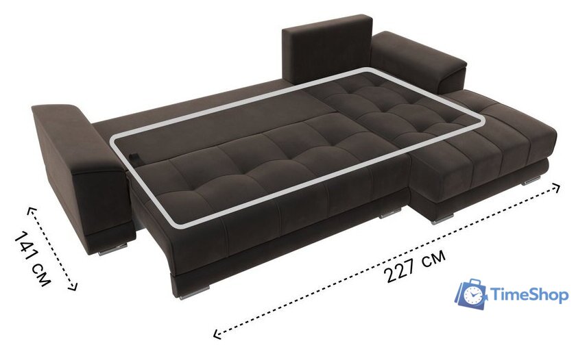 Угловой диван Лига диванов НордСтар правый 121109 (велюр коричневый/подушки велюр коричневый) - Изображение №9 — Интернет-магазин Time-Shop