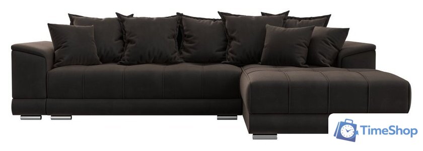 Угловой диван Лига диванов НордСтар правый 121109 (велюр коричневый/подушки велюр коричневый) - Изображение №2 — Интернет-магазин Time-Shop