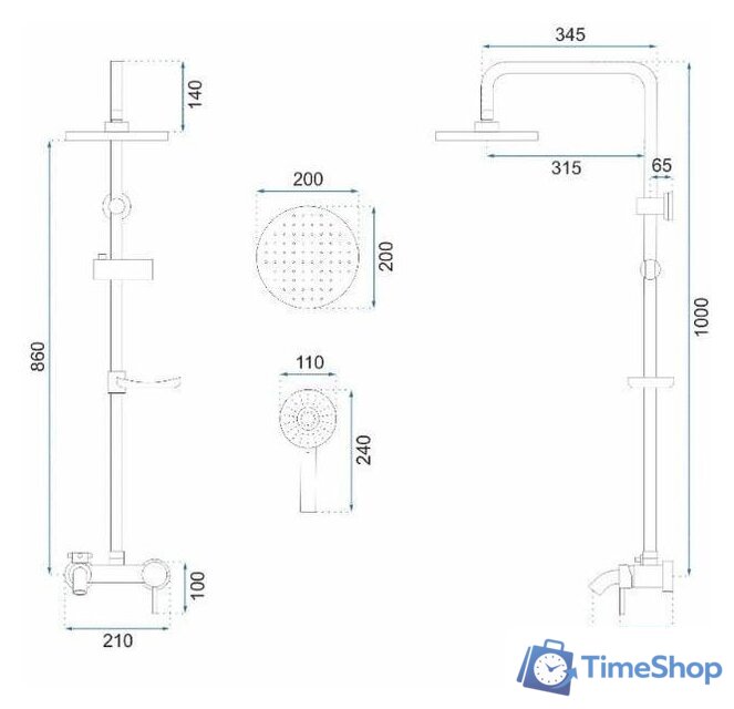 Душевая система  Rea Luis REA-P7005 (черный) - Изображение №8 — Интернет-магазин Time-Shop