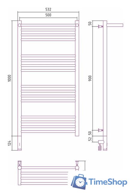 Полотенцесушитель Сунержа Богема с полкой 3.0 1000х500 МЭМ левый 00-5806-1050 - Изображение №4 — Интернет-магазин Time-Shop