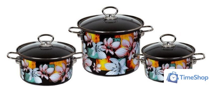 Набор кастрюль КМЗ Адель 5 1 Элит (3шт, коричневый) - Изображение №1 — Интернет-магазин Time-Shop