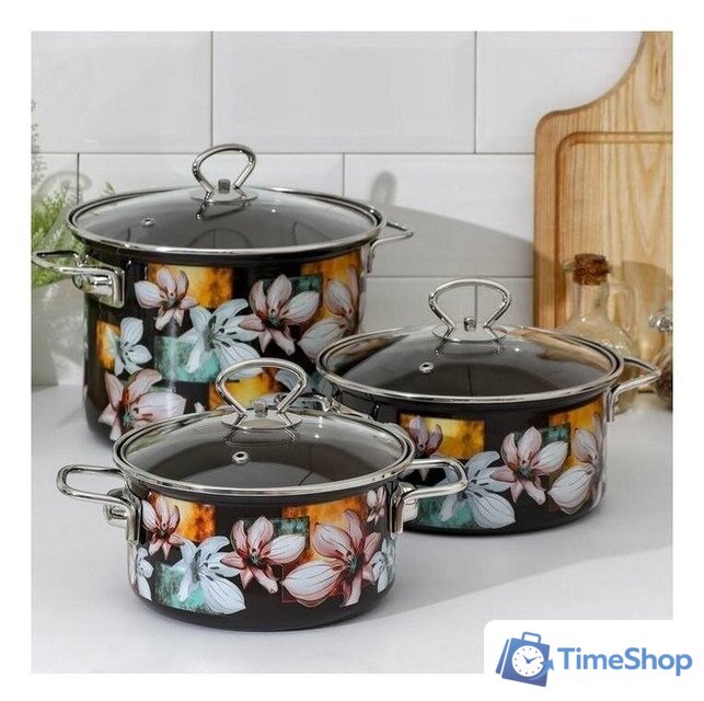 Набор кастрюль КМЗ Адель 5 1 Элит (3шт, коричневый) - Изображение №2 — Интернет-магазин Time-Shop