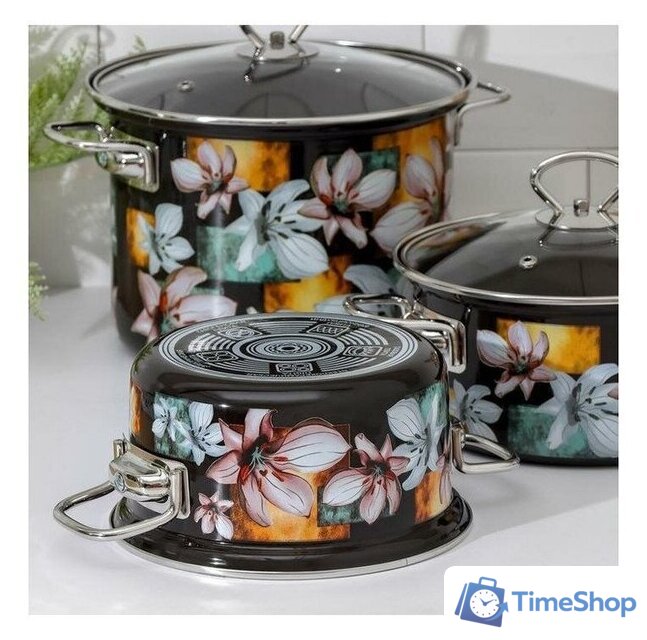 Набор кастрюль КМЗ Адель 5 1 Элит (3шт, коричневый) - Изображение №3 — Интернет-магазин Time-Shop