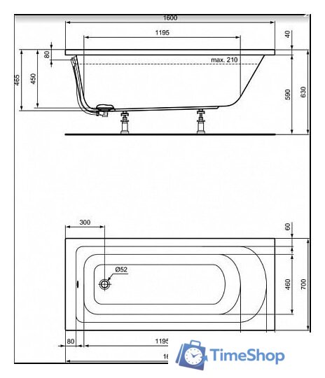Ванна Ideal Standard Hot Line 160x70 K274501 - Изображение №3 — Интернет-магазин Time-Shop