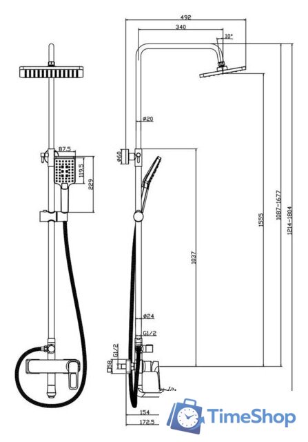 Душевая система  Rossinka Silvermix RS46-46 - Изображение №5 — Интернет-магазин Time-Shop