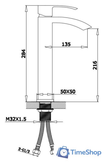 Смеситель Kern 1565 (матовое золото) - Изображение №2 — Интернет-магазин Time-Shop