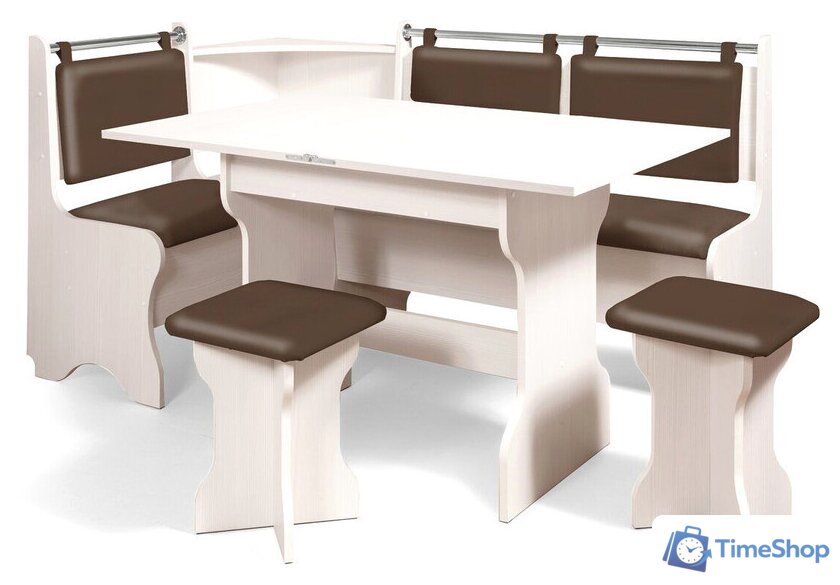 Обеденная группа Анмикс ЛДСП с кухонным уголком (бодега/кожзам коричневый) - Изображение №1 — Интернет-магазин Time-Shop