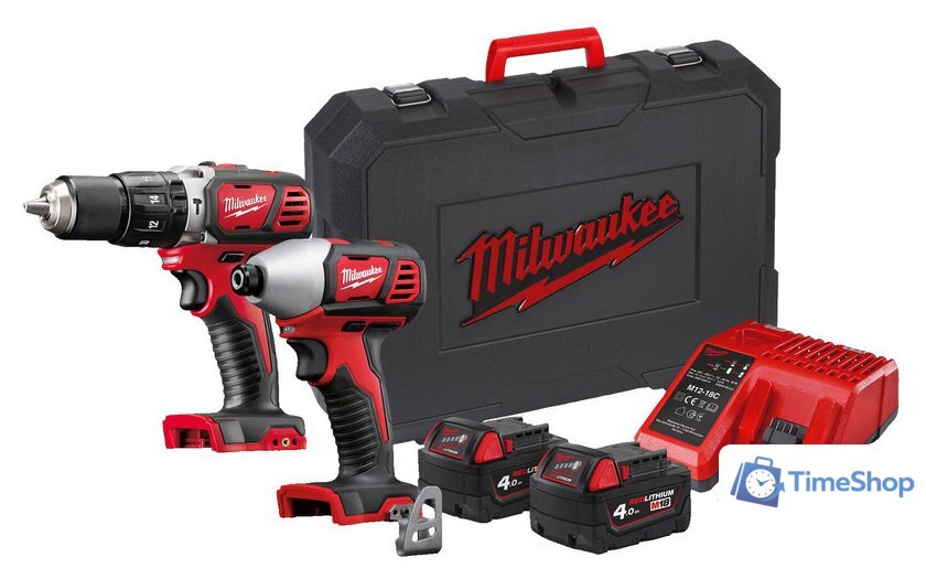  Milwaukee M18 BPP2C-402C 4933443552 (шуруповерт, винтоверт, 2 АКБ, кейс) - Изображение №1 — Интернет-магазин Time-Shop
