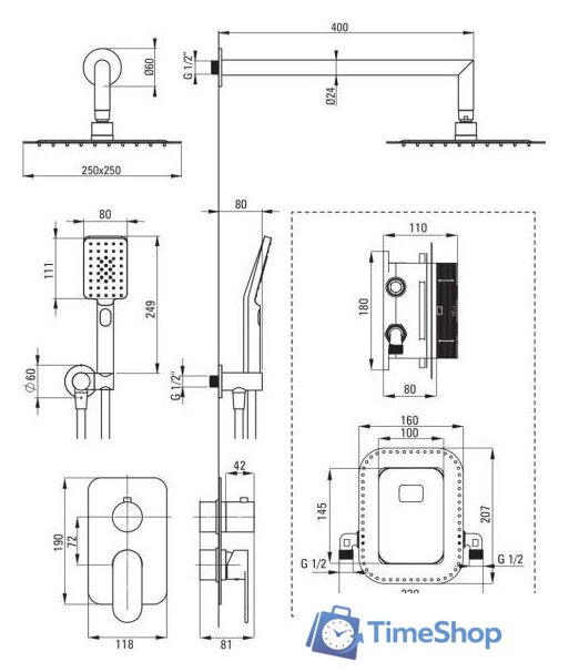 Душевая система  Deante Alpinia BXYZ0GAM - Изображение №2 — Интернет-магазин Time-Shop
