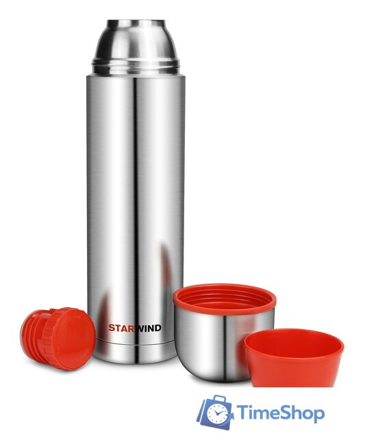 Термос StarWind 20-1200 1.2л (серебристый/красный) - Изображение №6 — Интернет-магазин Time-Shop