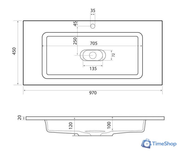 Умывальник Madera Modul 100 - Изображение №2 — Интернет-магазин Time-Shop