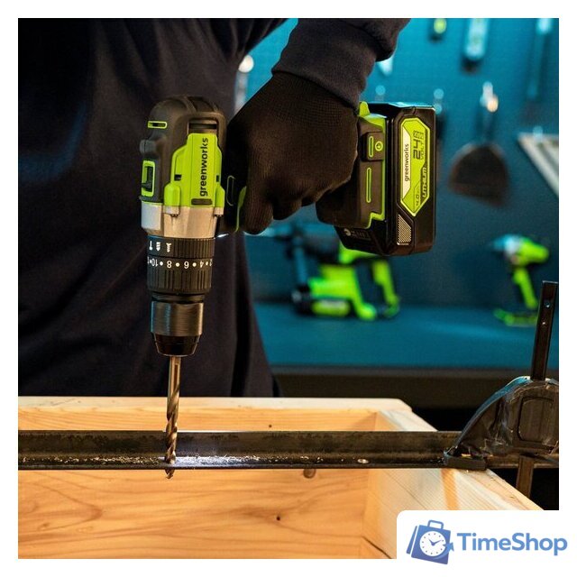 Ударная дрель-шуруповерт Greenworks GD24DD60 3704107CUB (с 1-им АКБ) - Изображение №3 — Интернет-магазин Time-Shop