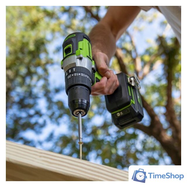 Ударная дрель-шуруповерт Greenworks GD24DD60 3704107CUB (с 1-им АКБ) - Изображение №9 — Интернет-магазин Time-Shop