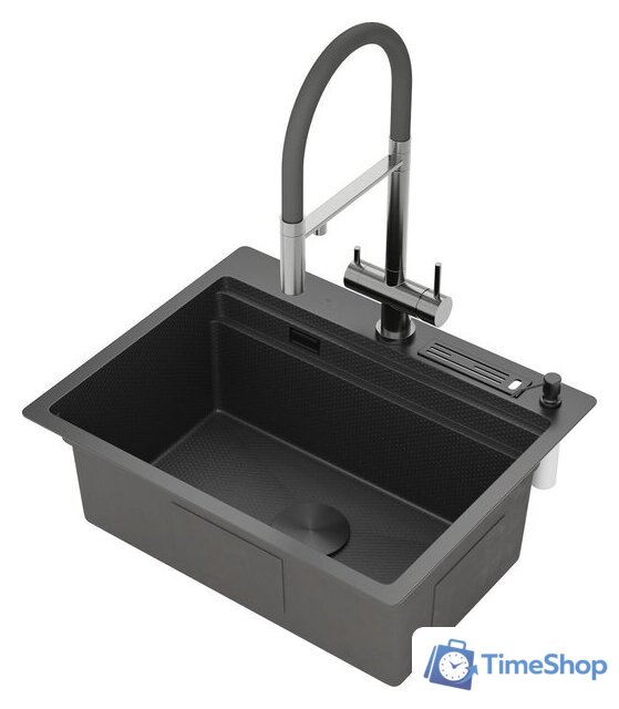 Кухонная мойка Roxen Stage 560250-60-BS оружейная сталь (с держателем для ножей и аксессуарами) - Изображение №3 — Интернет-магазин Time-Shop