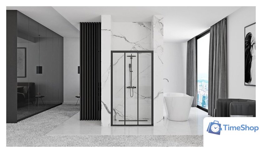 Душевая дверь Rea Alex 90 (черный/прозрачное стекло) - Изображение №3 — Интернет-магазин Time-Shop